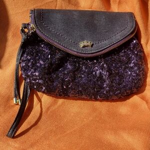 Juicy Couture Purple denim ans sequin wristlet purse Halloween